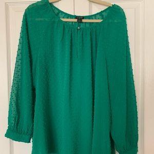 J. Crew Green Puff Blouse